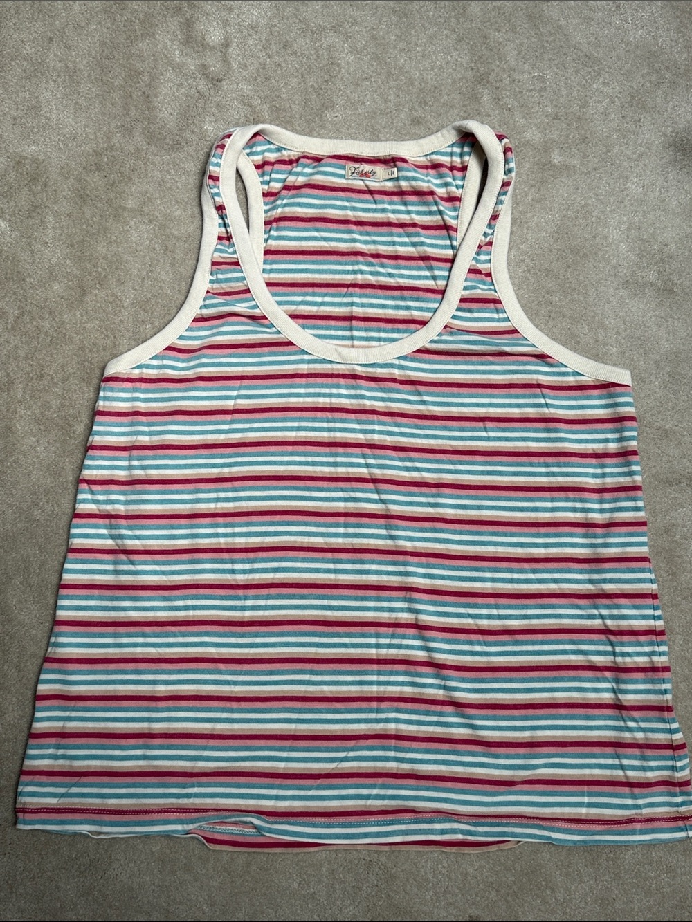 NWOT! Faherty Multicolor Striped Tank Top - White, Pink & Teal